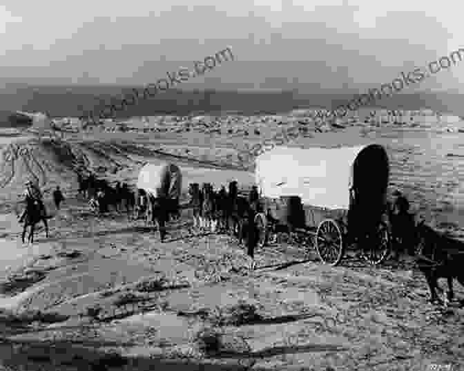 Black And White Photograph Of A Wagon Train Crossing A Vast Plain Far West: Poems Darryl Carr