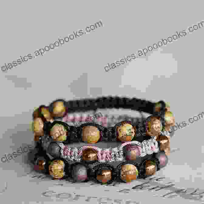 Image Of A Macrame Bracelet Adorned With Beads. Zig Zag Macrame Tutorial: Bracelet Tutorial