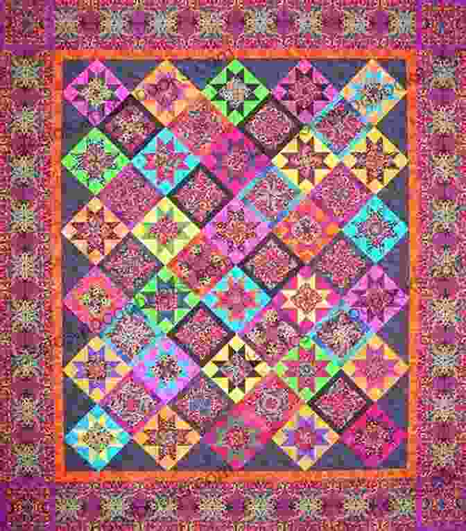 Vibrant Quilt Featuring Interlocking Triangular Blocks In A Kaleidoscope Pattern One Block Wonders Cubed : Dramatic Designs New Techniques 10 Quilt Projects