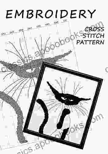 Retro Cat Hipster Black Cross Stitch Cat Design Needlepoint Canvas Art Embroidery Stitches Pattern Handmade Cat Needlework Monochrome Cross Stitch Modern Wall Decor For Living Room Funny Crazy Cat